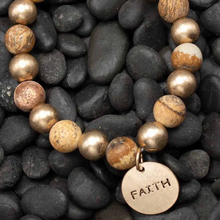 Faith Charm Beaded Bracelet