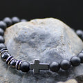 Cross Blk Bead/Hematite Bracelet