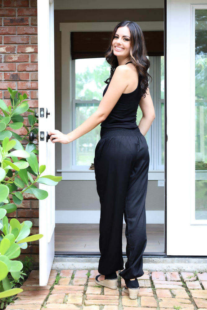 Black Harem Pants with Pockets