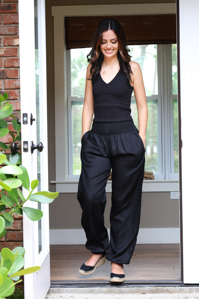 Black Harem Pants with Pockets