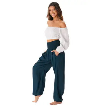 Deep Teal Harem Pants with Pockets