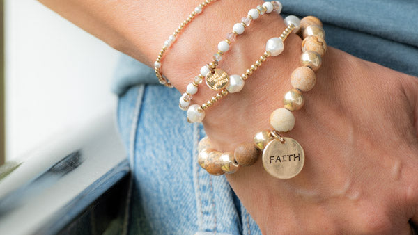 Faith Charm Beaded Bracelet