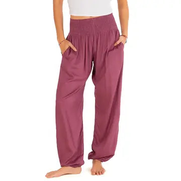 Berry Harem Pants with Pockets