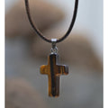 Tiger Eye Stone Cross Necklace